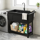100L Utility Sink with Rotating Faucet and Storage Shelf by LJGDeals