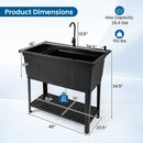 100L Utility Sink with Rotating Faucet and Storage Shelf by LJGDeals