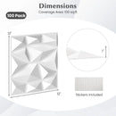 100-Pack 3D Wall Panels 12" x 12" PVC Interior Wall Decoration with Diamond Accent-White by LJGDeals