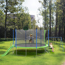 14FT Trampoline with Slide and Swings, ASTM Approved Large Recreational Trampoline with Basketball Hoop and Ladder,Outdoor Backyard Trampoline with Net, Capacity for Kids and Adults