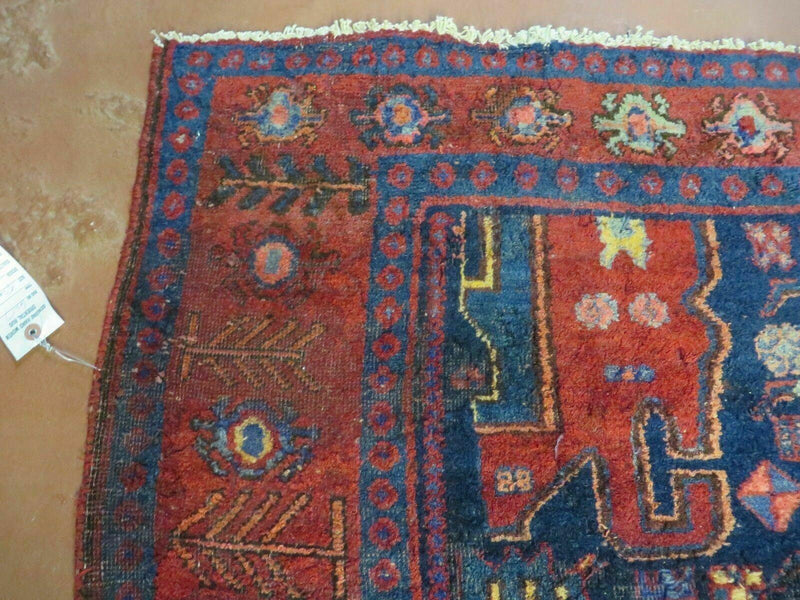 4' X 10' Antique Handmade Turkish Floral Tribal Oriental Wool Rug
