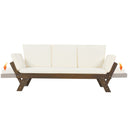 TOPMAX Outdoor Adjustable Patio Wooden Daybed Sofa Chaise Lounge