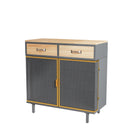 31.5" Wide 2 Drawer Sideboard, Modern Furniture Decor, Made with Iron + Carbonized Bamboo, Easy Assembly