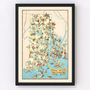 Vintage Map of Rhode Island 1935