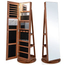 360° Rotating Mirrored Jewelry Cabinet Armoire 3 Color LED Modes Lockable by LJGDeals