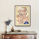 Vintage Map of Piemonte Italy, 1938
