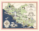 Vintage Map of Lazio Italy, 1938
