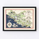 Vintage Map of Lazio Italy, 1938