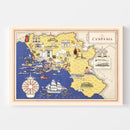 Vintage Map of Campania Italy, 1938