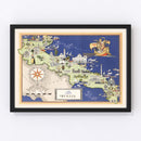 Vintage Map of Puglia Italy, 1938