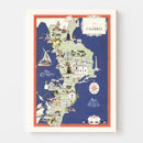 Vintage Map of Calabria Italy, 1938