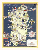 Vintage Map of Sardinia Italy, 1938