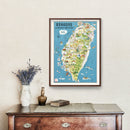 Vintage Map of Taiwan 1954