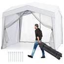 Pop up Canopy Tent wiht 4 Sidewalls Mesh Netting Wheeled Bag-White by LJGDeals