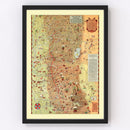 Vintage Map of Mother Lodes of California & Nevada, 1931