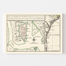 Vintage Map of Charleston, South Carolina 1753