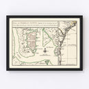 Vintage Map of Charleston, South Carolina 1753