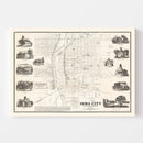 Vintage Map of Iowa City, Iowa 1854