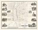Vintage Map of Iowa City, Iowa 1854