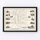 Vintage Map of Iowa City, Iowa 1854