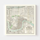Vintage Map of New Orleans, Louisiana 1878