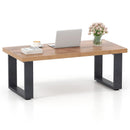 47 inch Farmhouse Style Rustic Coffee Table with Thickened Tabletop and Natural Wood Texture-Oak by LJGDeals