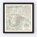 Vintage Map of New Orleans, Louisiana 1878
