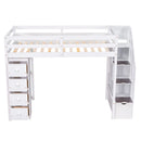 Loft Bed With Storage Drawers And Stairs With Shelves by Unique Piece Furniture