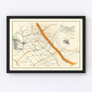 Vintage Map of Mother Lode Mineral Belt, 1898