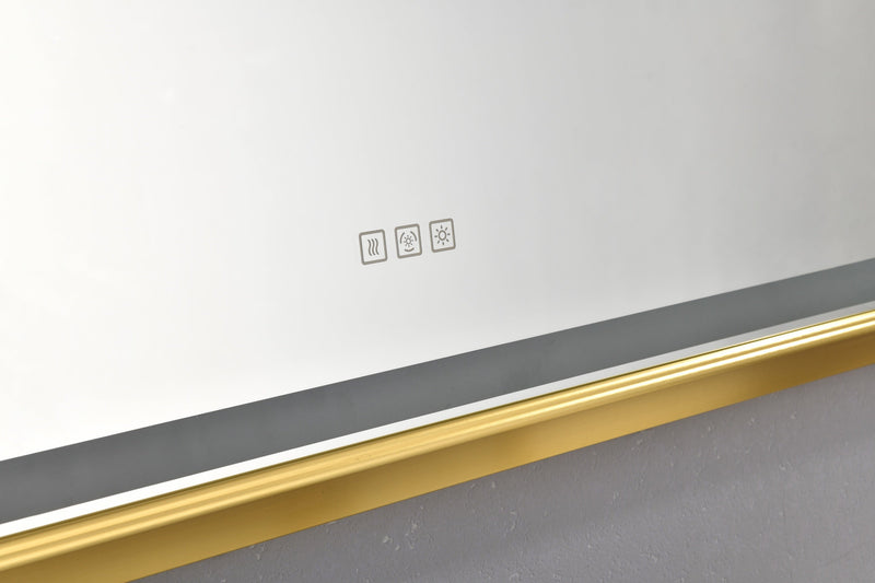 48 in. W x 30 in. H Oversized Rectangular Gold Framed LED Mirror Anti-Fog Dimmable Wall Mount Bathroom Vanity Mirror Wall Mirror Kit For Gym And Dance Studio