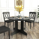 Dining Table For Farmhouse Kitchen Expandable Oval Table Top With Removable Leaf Trestle X Shaped Base - Black by HouseOfZazla