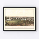 Vintage Map of Worcester, Massachusetts 1864