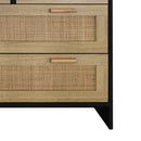 4 Drawers Rattan Cabinet,for Bedroom,Living Room,Dining Room,Hallways,Easy Assembly, Black