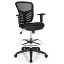 Mesh Drafting Chair Office Chair with Adjustable Armrests and Foot-Ring-Black by LJGDeals