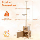 101 Inch Floor to Ceiling Cat Tree Height Adjustable with Litter Box Enclosure-Brown by LJGDeals