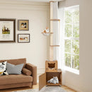 101 Inch Floor to Ceiling Cat Tree Height Adjustable with Litter Box Enclosure-Brown by LJGDeals