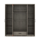 4-Door Wardrobe with 1 Drawer, Gray