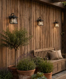 12" High, 1-Light Valiant Bronze Finish with Clear Seedy Glass Outdoor Wall Lantern by LampsUSA