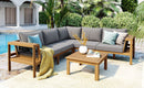 4 Pieces Outdoor Acacia Wood Sofa Set with Coffee Table