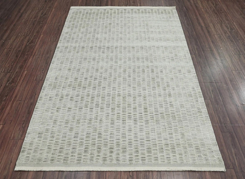 6x9 Tone On Tone Gray LoomBloom Hand Knotted Modern & Contemporary Textured Tibetan 100% Wool Oriental Area Rug