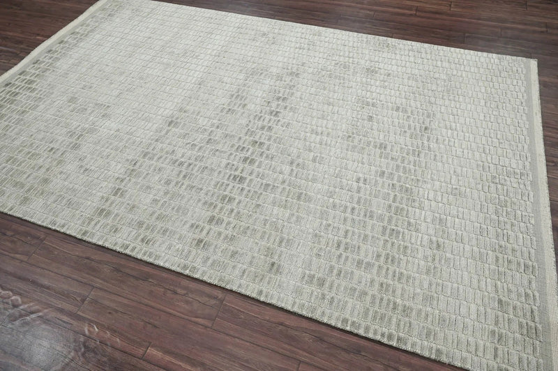 6x9 Tone On Tone Gray LoomBloom Hand Knotted Modern & Contemporary Textured Tibetan 100% Wool Oriental Area Rug