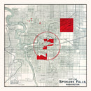 Vintage Map of Spokane Falls, Washington 1890
