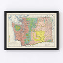 Vintage Map of Washington 1889