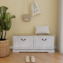 Shoe Storage Bench with 2 Flip Drawers and Adjustable Shelf - Antique