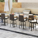 Set of 2 Outdoor 360¬∞ Swivel Bar Stool with Cushion and Acacia Wood Armrests by DirectDeals