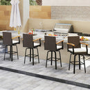 Set of 2 Outdoor 360¬∞ Swivel Bar Stool with Cushion and Acacia Wood Armrests by LJGDeals