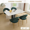 Velvet Fabric Dining Chair with Curved Backrest and Golden Metal Legs