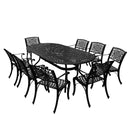 Outdoor Aluminum 9pc Large Oval Patio Dining Set and Eight Chairs