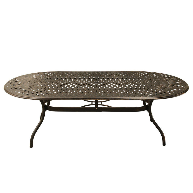 Outdoor Aluminum 9pc Large Oval Patio Dining Set Eight Chairs
