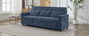 2-in-1 Sofa 82' Three-seater Sofa with Sofa Bed and Reversible Recliner, Blue Chenille